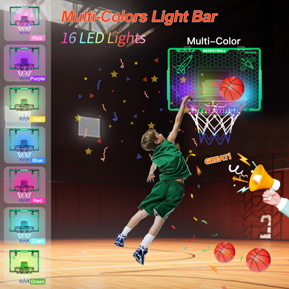 Awsoo spring-loaded rim and durable backboard support safe dunk practice