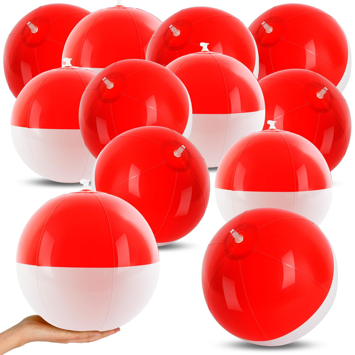 AXBMM beach ball 12-inch red and white cartoon design, ideal for pool games