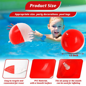 AXBMM beach ball set of 12, bright red and white cartoons for parties