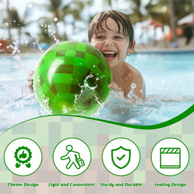 AXBMM 12-inch green pixel beach ball on grass for backyard games