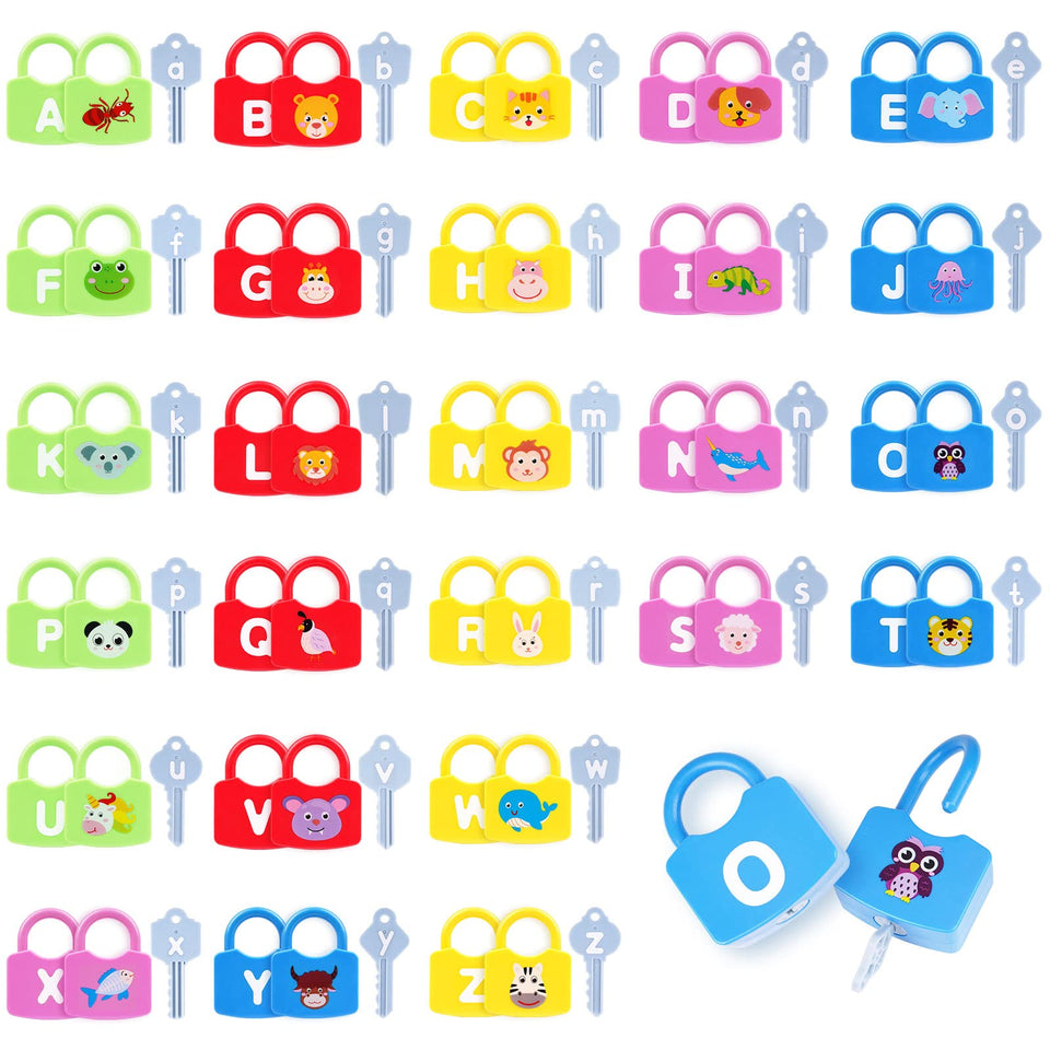 AXEARTE alphabet locks with colorful letters boost recognition and fine motor play