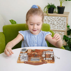 AXEARTE Busy Board zippers and buttons for tactile exploration and dexterity