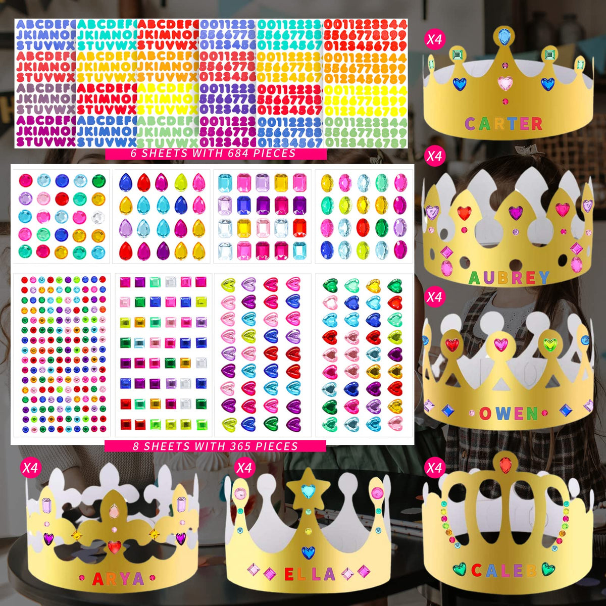 Axeyil kids crowns in six styles ideal for birthday celebrations