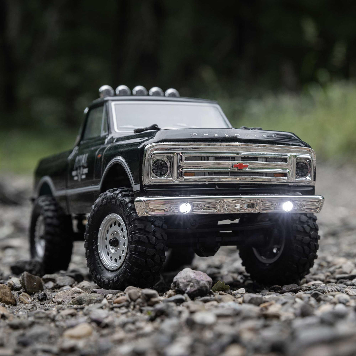 Axial RC Truck 1967 C10 wheels and tires optimized for grip.