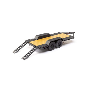 Axial SCX24 flat bed trailer with LED taillights for safe RC transport.