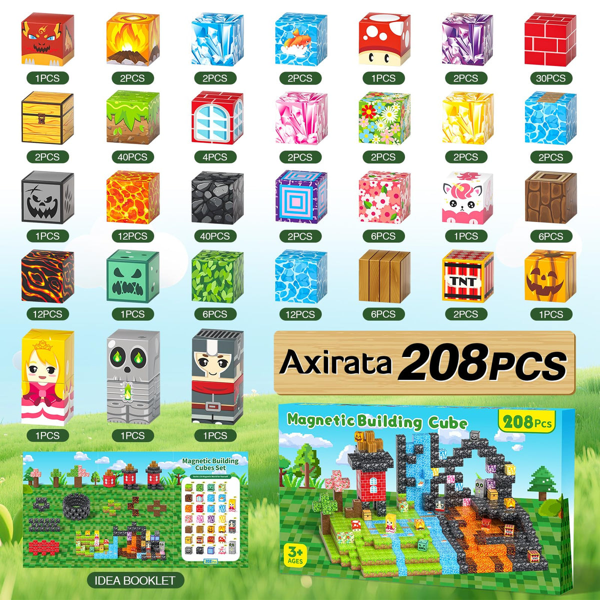 Axirata river-world blocks inspire cooperative builds by the water.