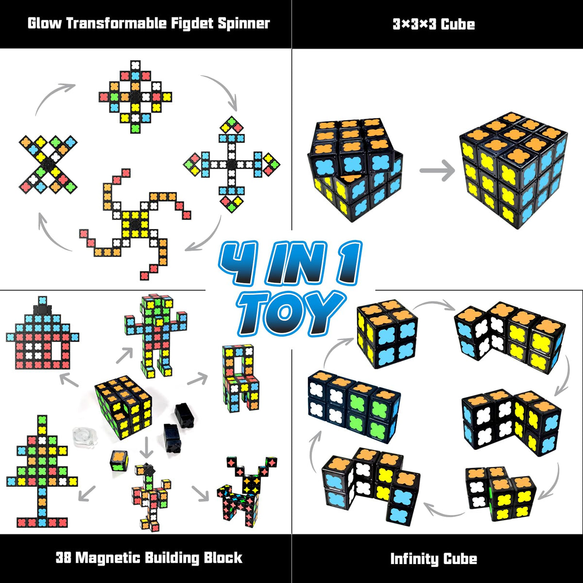 Axirata infinity cube with magnetic tiles offers endless shape options and tactile exploration