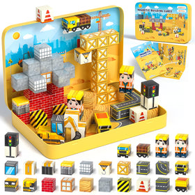 Axirata mini magnetic blocks travel set in a portable iron box for on-the-go STEM play