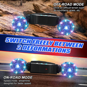 Axirata 4WD stunt car performing versatile tricks outdoors.