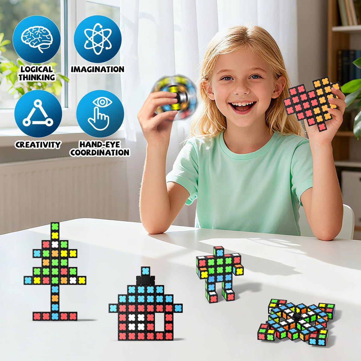Axirata transformable fidget spinner cube magnets allow varied shapes for dexterity and focus