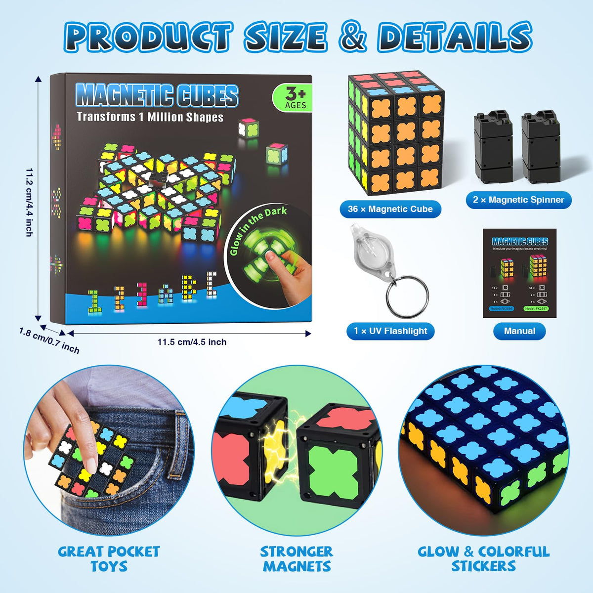 Axirata UV flashlight included enhances glow effects during playtime