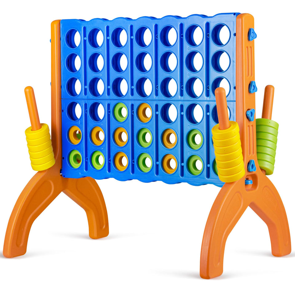 Ayeboovi giant 4-in-a-row setup shown outdoors for large-group play