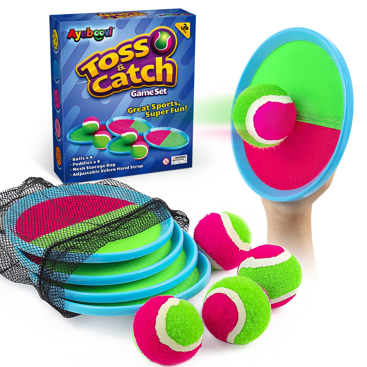 Ayeboovi Toss and Catch paddles for backyard fun and coordination