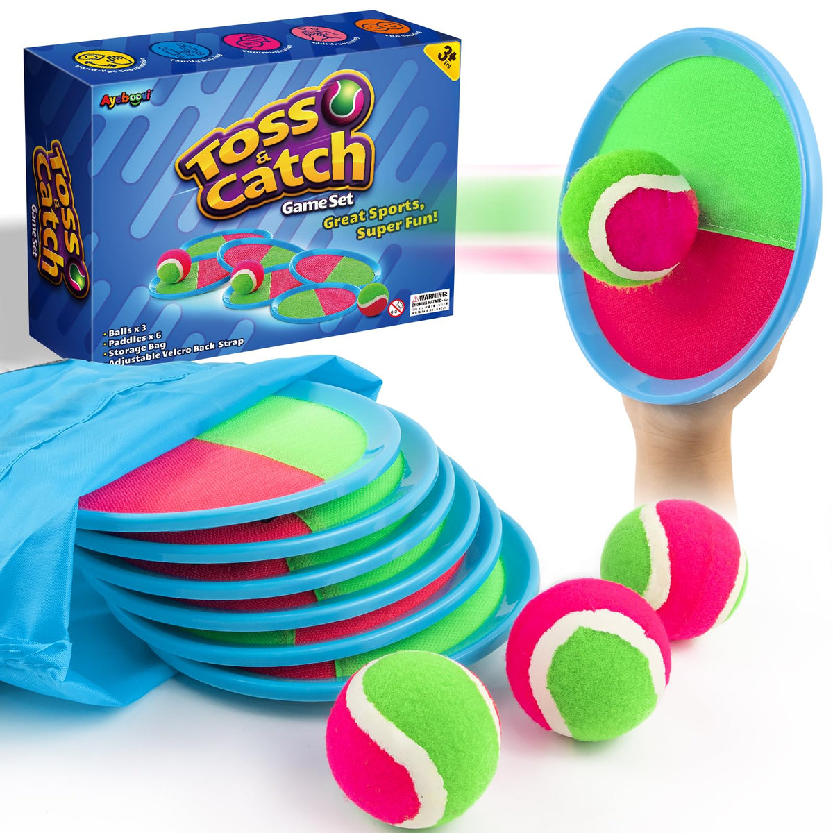 Ayeboovi toss and catch paddles with waterproof padding for outdoor play
