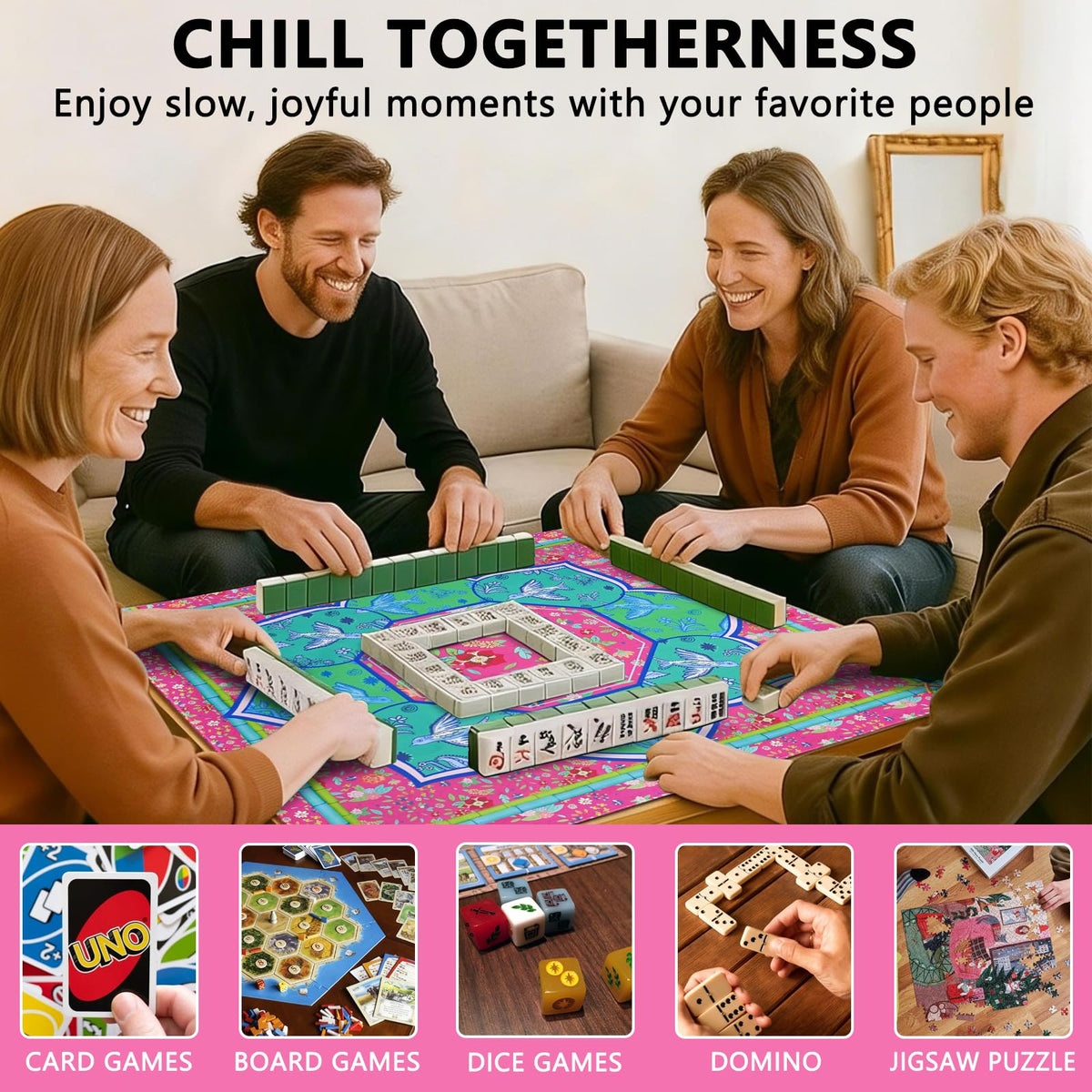 ayehsdogsn mahjong mat fade-resistant surface stays vibrant over time