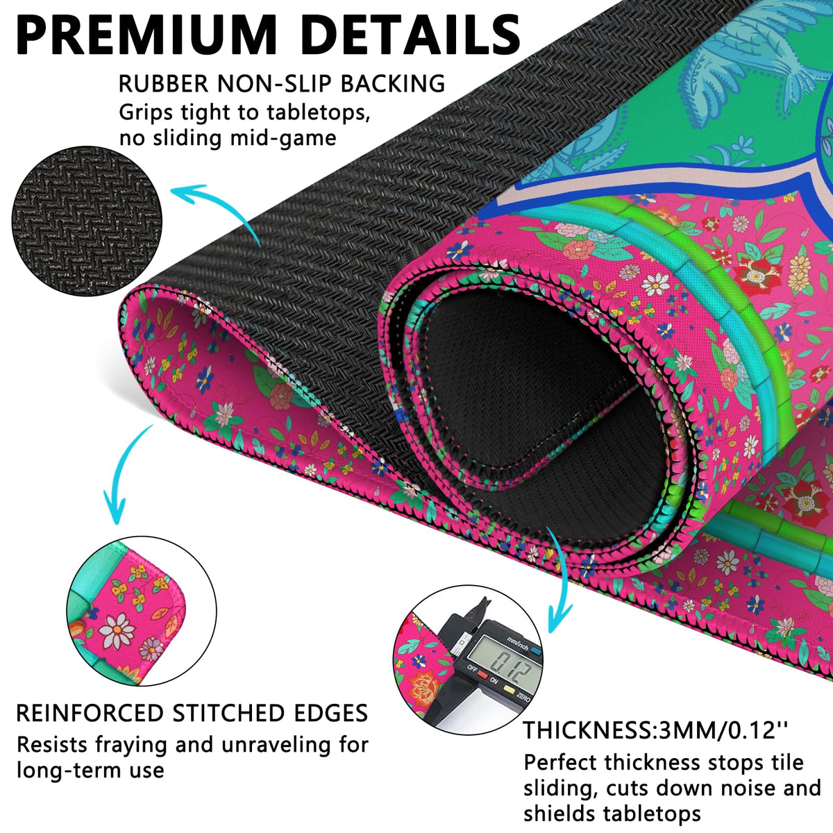 ayehsdogsn mahjong mat with 3mm foam reduces tile noise for calmer play