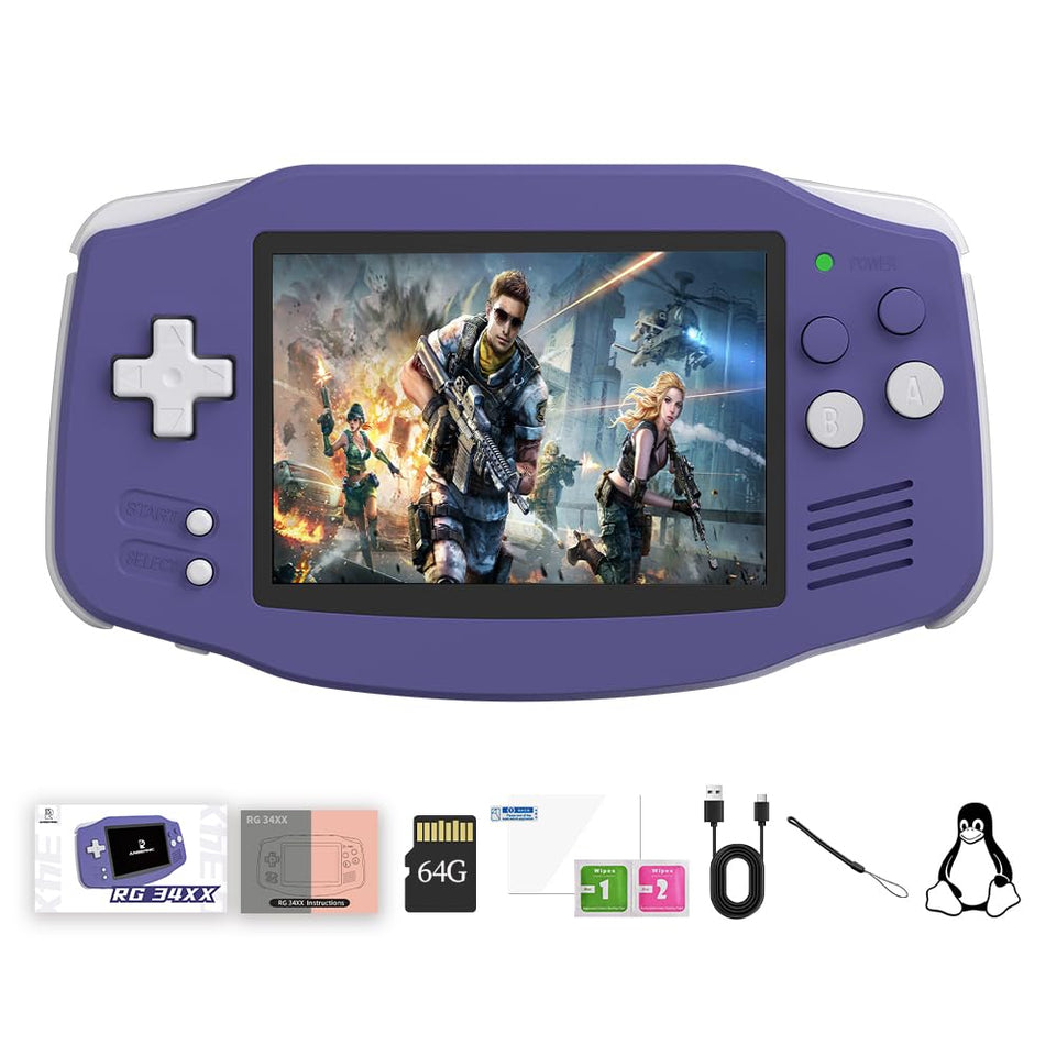 Ayhgicxt RG 34XX front view highlights a compact handheld design for on-the-go gaming