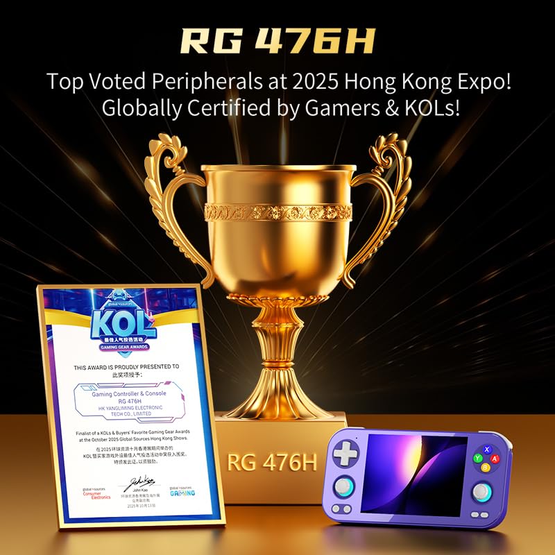 Ayhgicxt RG476H display specs emphasizing smooth gameplay at 120Hz.