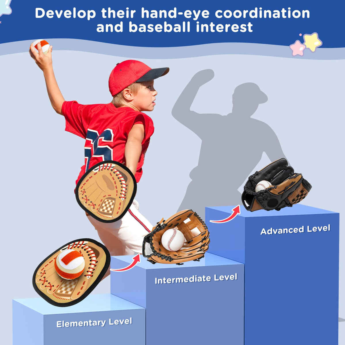 Aywewii baseball-glove-pattern paddles with comfortable grip for kids.
