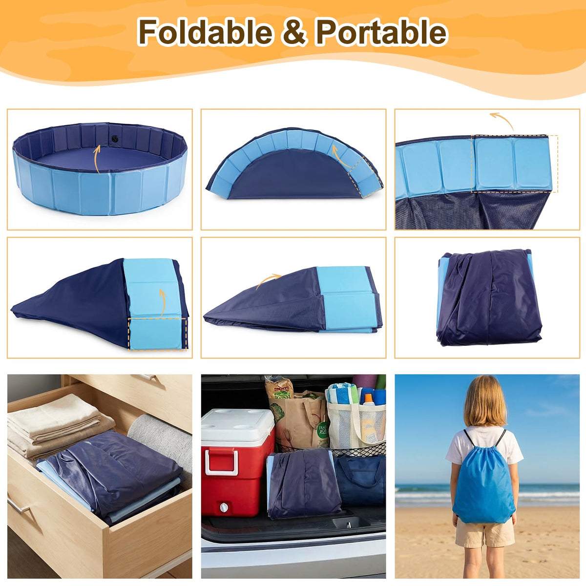 Aywewii Foldable Sandbox folded and stored in its bag for easy transport.