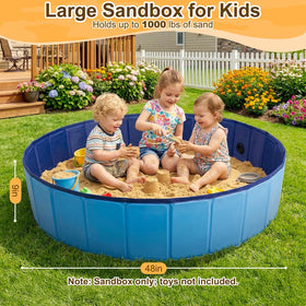 Aywewii Foldable Sandbox spacious play area fits 2-3 kids for shared fun.