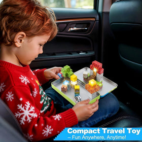 Aywewii blocks on an airplane provide screen-free entertainment for kids