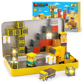 Aywewii Travel Magnetic Blocks 45pcs in a tin box, compact for travel and play.