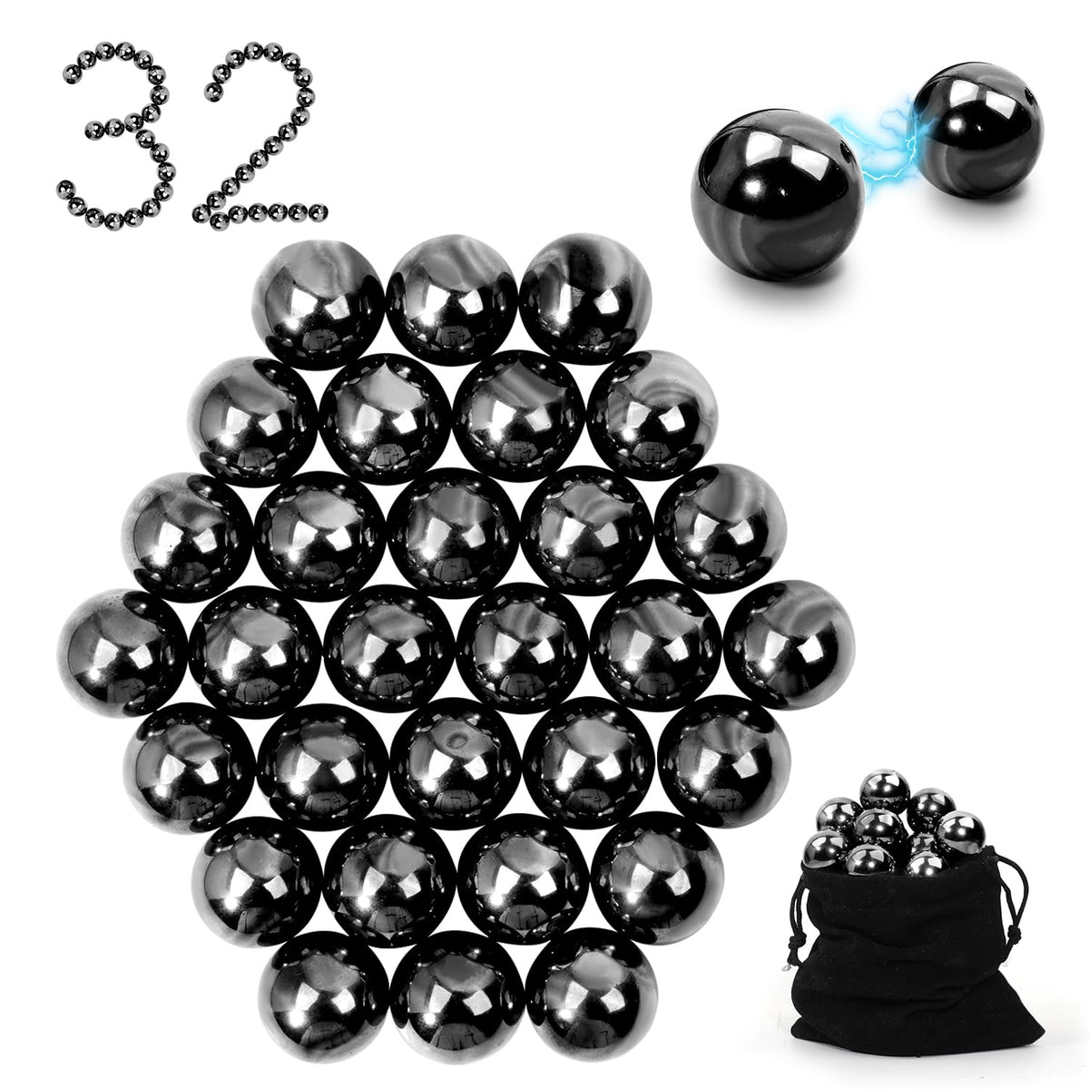 AYXXZJD 32-pcs magnetic balls close-up—tactile relief and satisfying clacks.