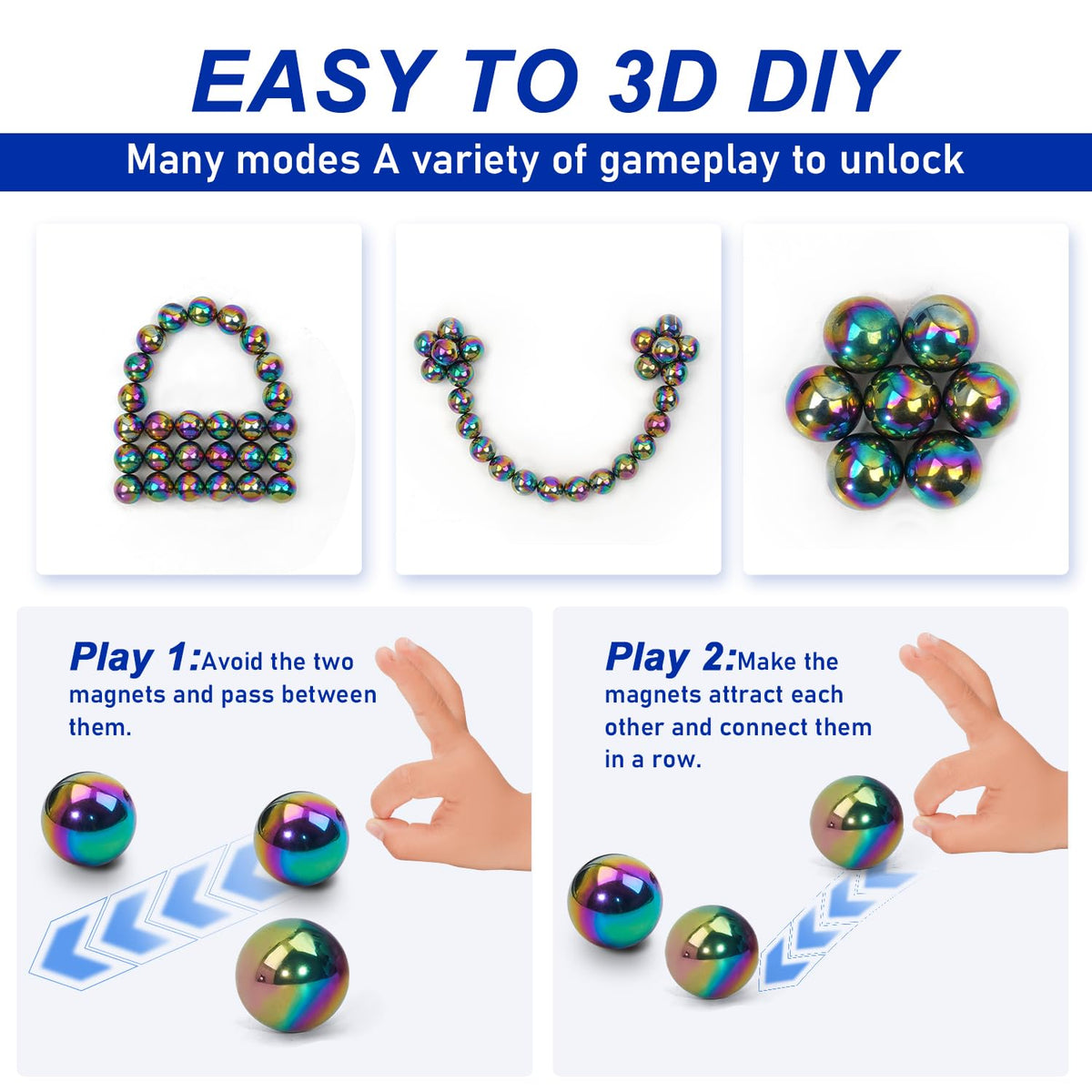 AYXXZJD magnetic beads being used to build shapes and spark creativity.
