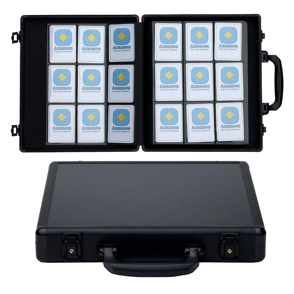 Azamou Premium 9-Pocket Binder front view for secure, portable card storage.