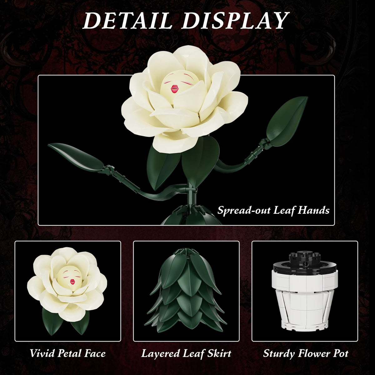 AZBHDTYS Wonderland Flower face details—expressive eyes and smile on display.