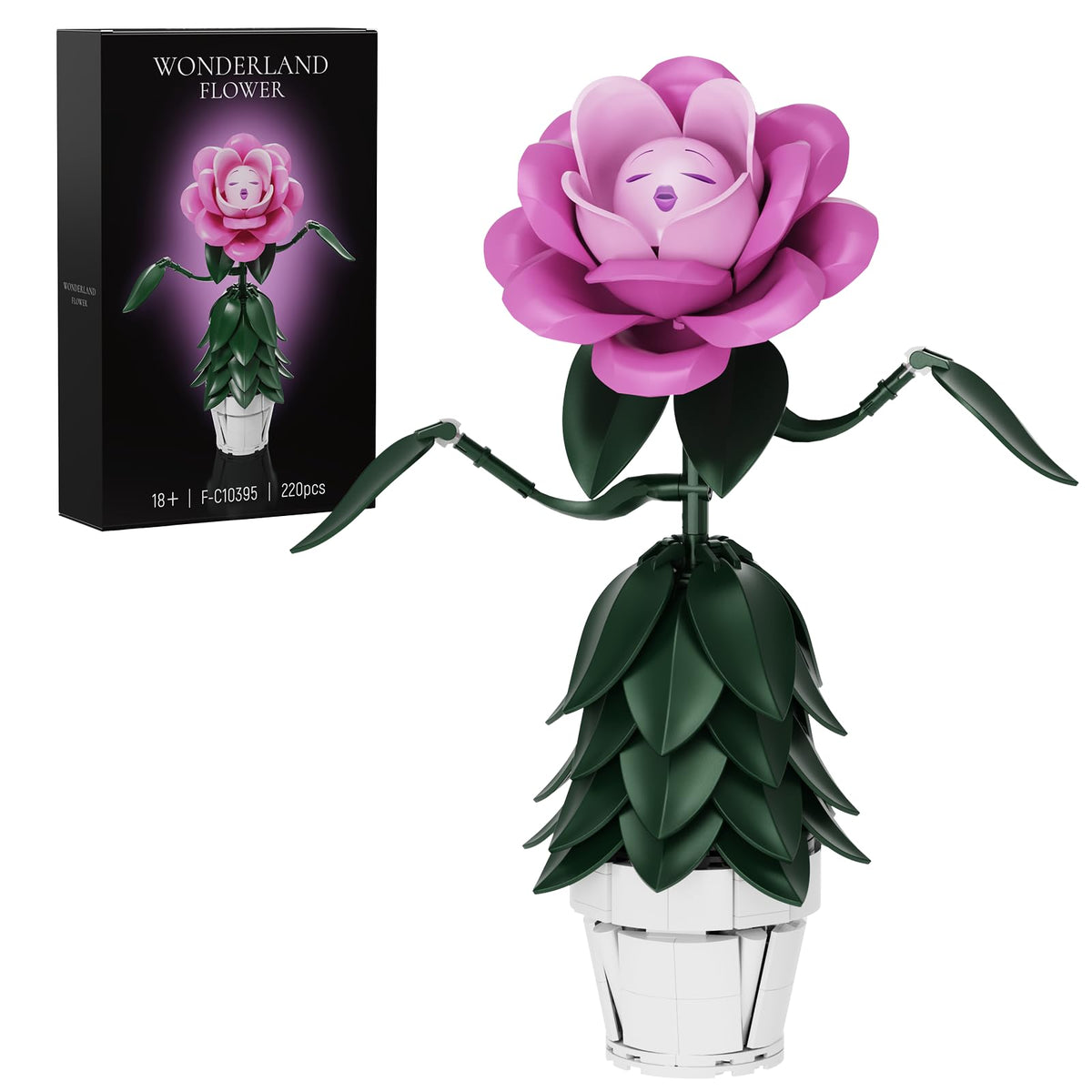 AZBHDTYS Wonderland Flower pink rose assembly creates a charming desk centerpiece.