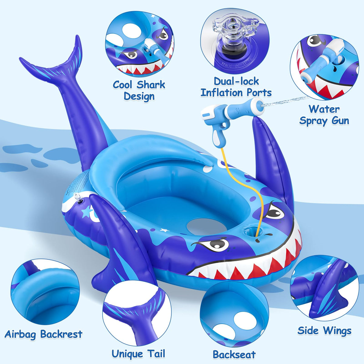 AZDYJL pool float seat design keeps kids secure and comfy