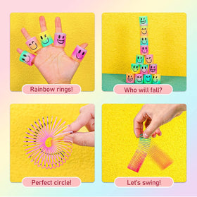 AZEN rainbow-colored spring toys with four smiling faces for kids' celebrations