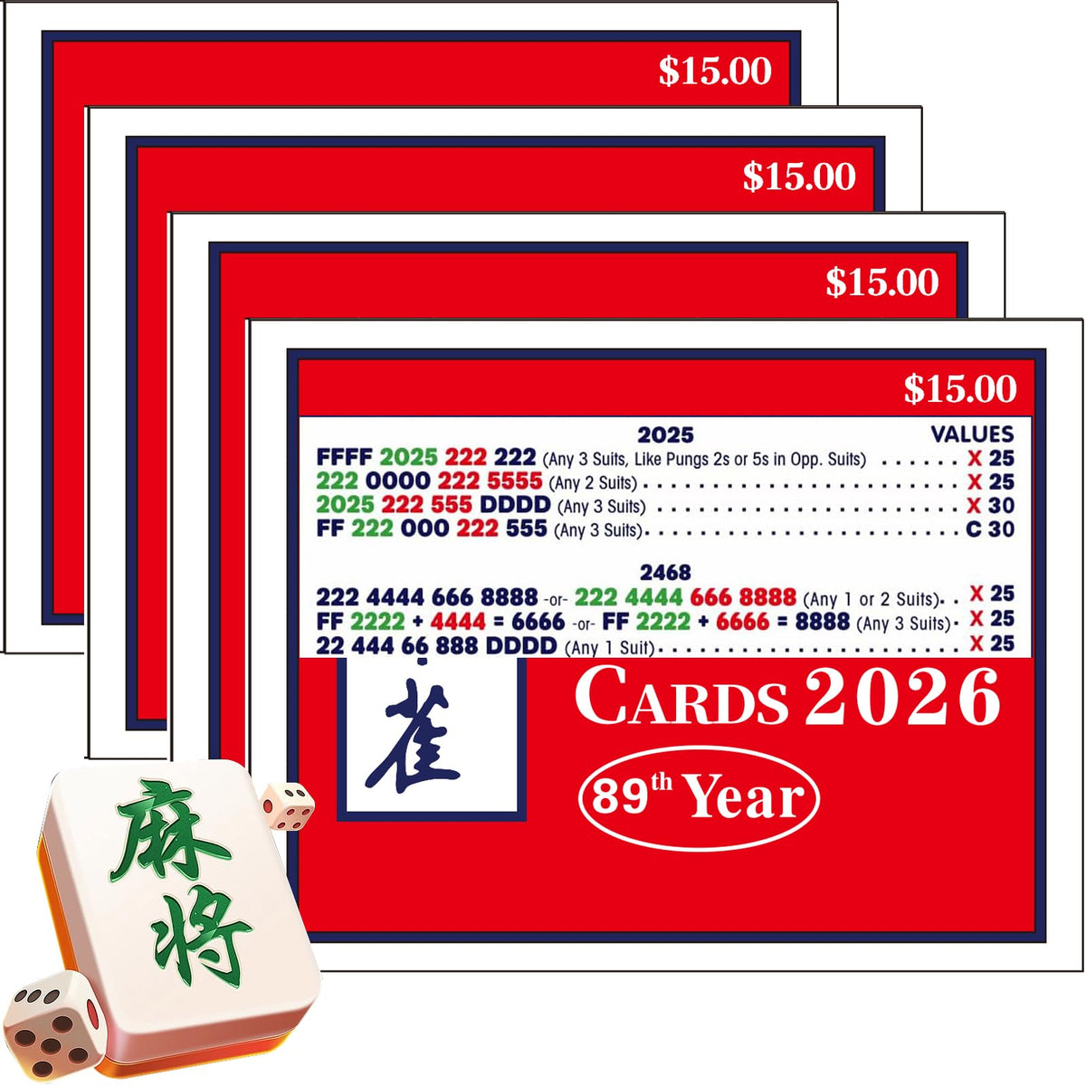 AZSYYQC Mahjong Cards 2026 large print improves readability during games.