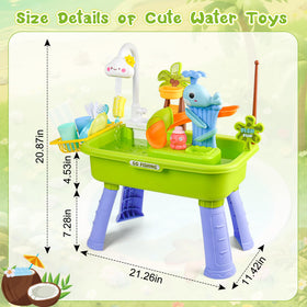 AZTWMYS 4-in-1 play station supports sand, water, kitchen, and fishing.