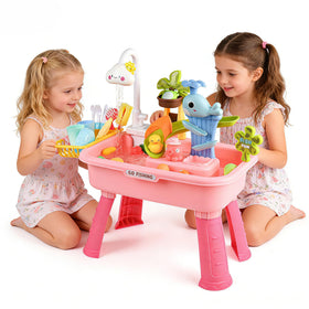 AZTWMYS 4-in-1 play station blends sand, water, kitchen sink and fishing games