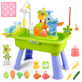 AZTWMYS toddler sand-water table with electric pump for engaging sensory play.