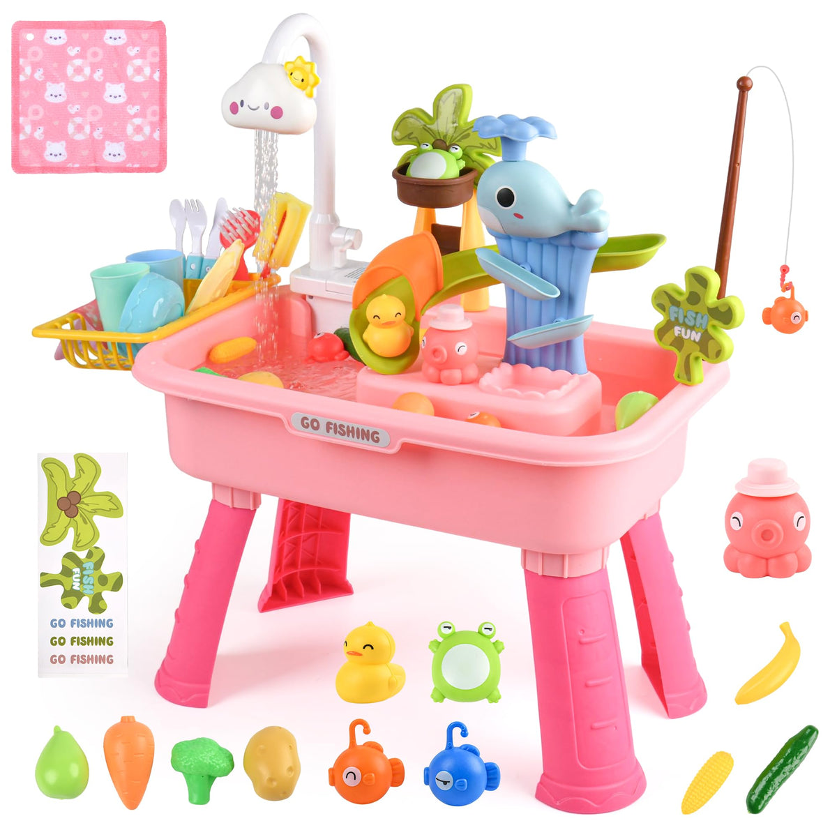 AZTWMYS upgraded sand water table with electric pump for mess-free play
