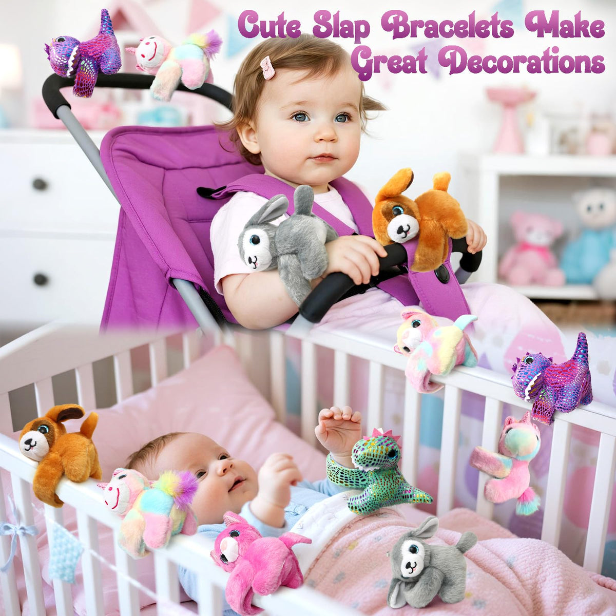 B Bascolor plush bracelets decorate strollers, cribs, bicycles, or water bottles
