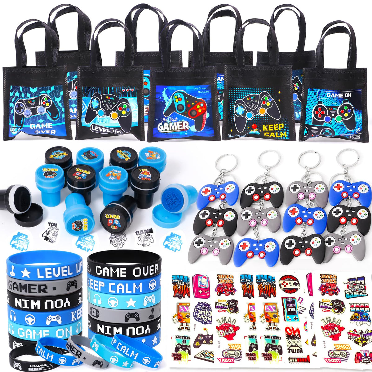 B Bascolor video game gift bags with vibrant patterns for kids' party favors