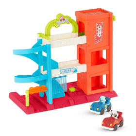 B. toys Bingo's Garage car elevator—easy up-and-down action for fine motor play.