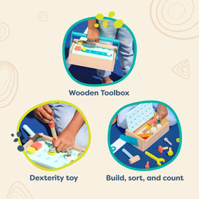 B. toys Fix-n-Play Kit nuts and screws inspire sorting and counting.