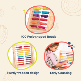 B. toys Fruity abacus used by toddlers to build fine motor skills.