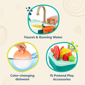 B. toys Splash-n-Scrub Sink with color-changing dishes for visual learning.