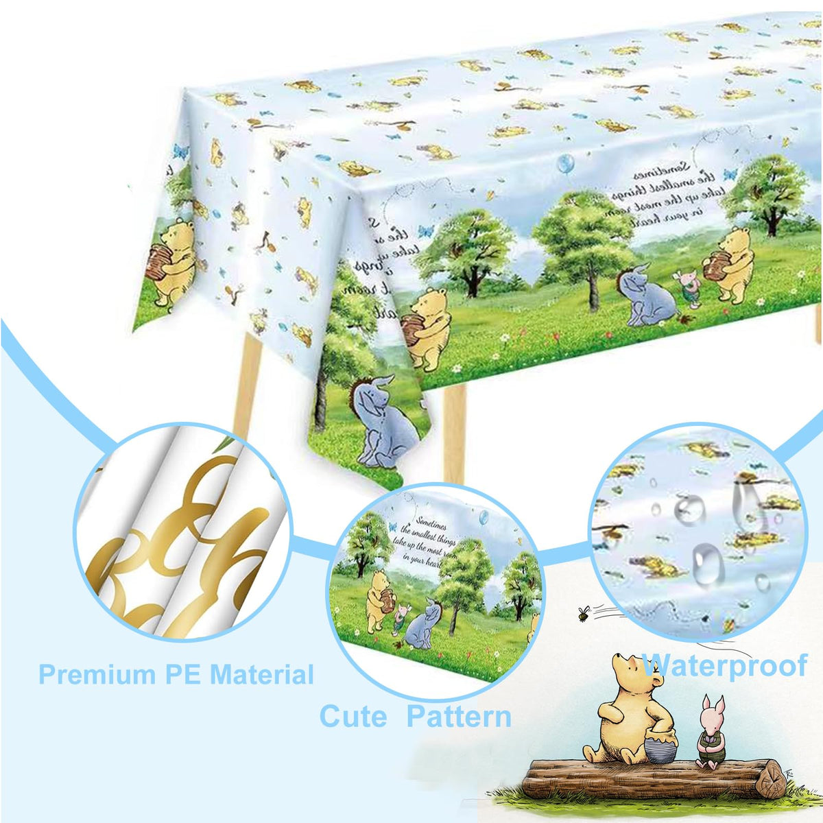 B4b3e Winnie Bear tablecloth creates a cohesive look