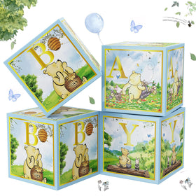 B4b3e classic Winnie blue box set enhances baby shower photos