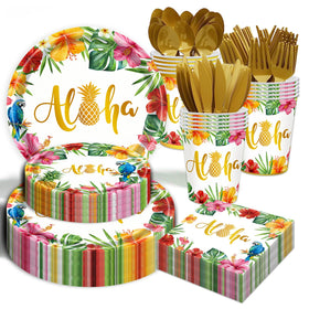 B4b3e Hawaiian Luau plates (9-inch) sturdy for cake and meals.