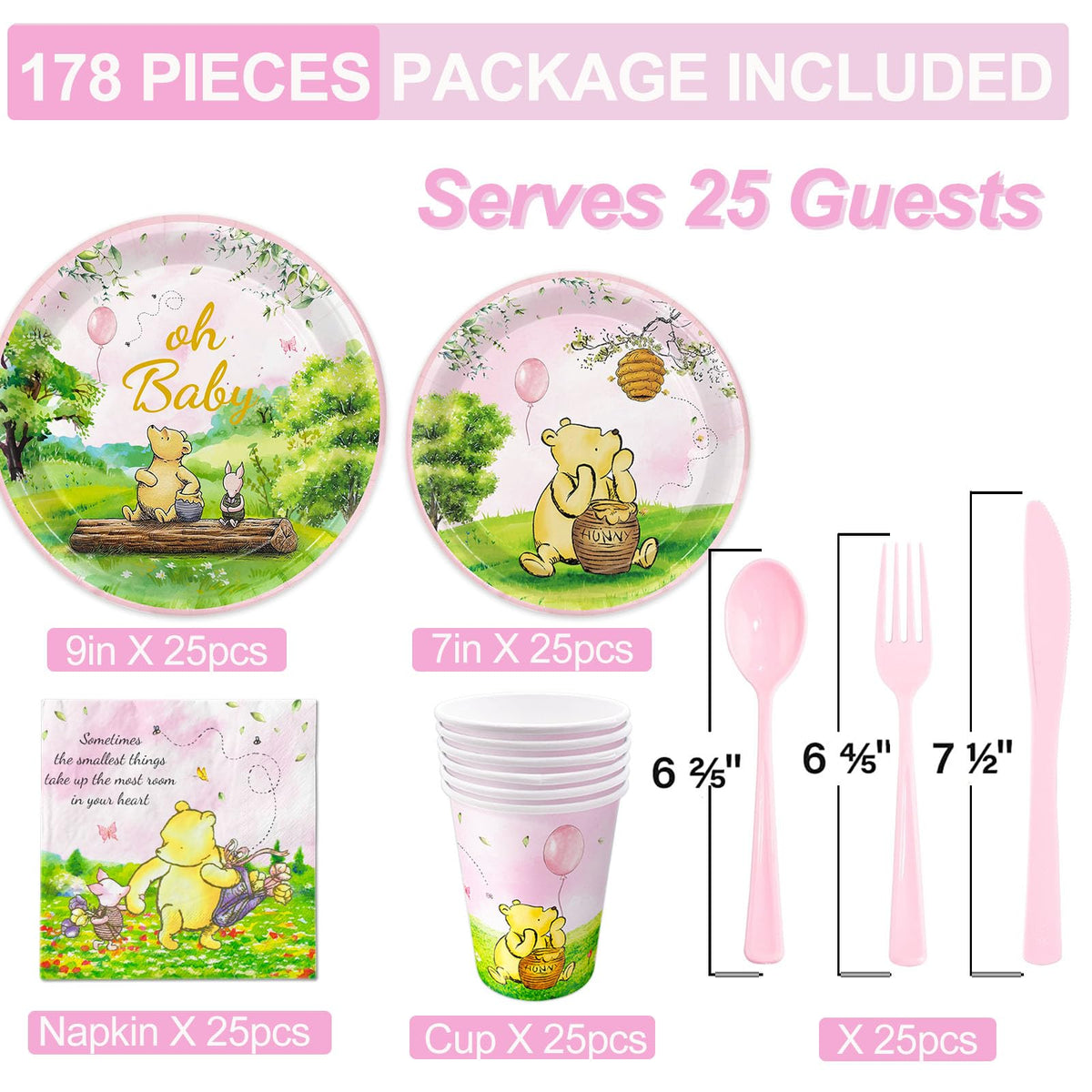 B4b3e pink Winnie Bear dessert plates add charm to sweet treats.
