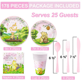 B4b3e pink Winnie Bear dessert plates add charm to sweet treats.
